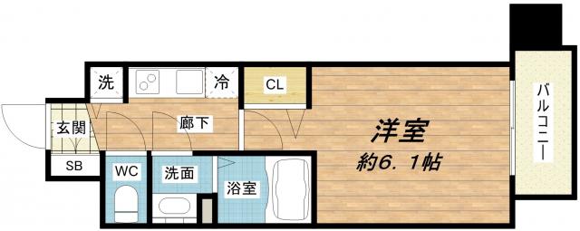 プレサンス松屋町駅前(1K/3階)の間取り写真