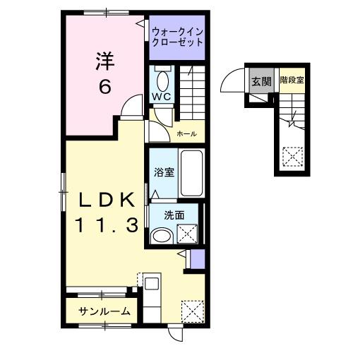 エムアンドエフ(1LDK/2階)の間取り写真