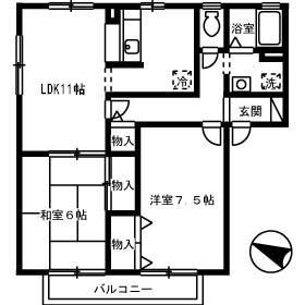 フレマリール高須B棟(2LDK/1階)の間取り写真