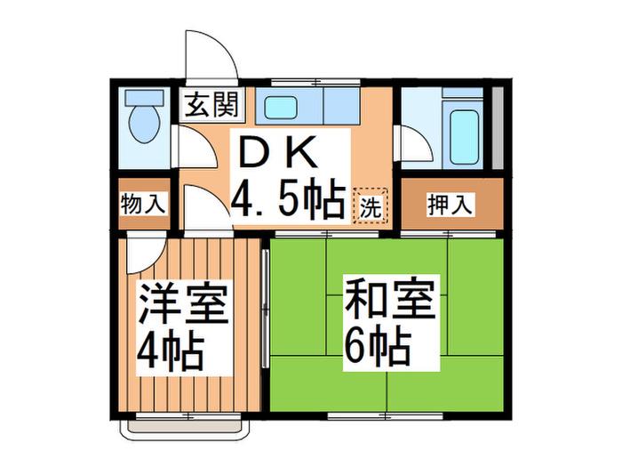 白樺コーポ(2DK/2階)の間取り写真