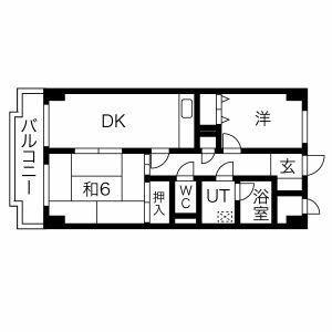 アブニール根岸(2DK/5階)の間取り写真