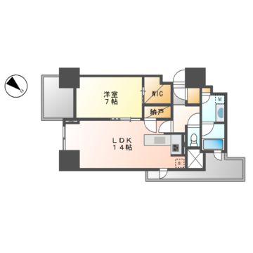 プラウドタワー名駅(1LDK/16階)の間取り写真