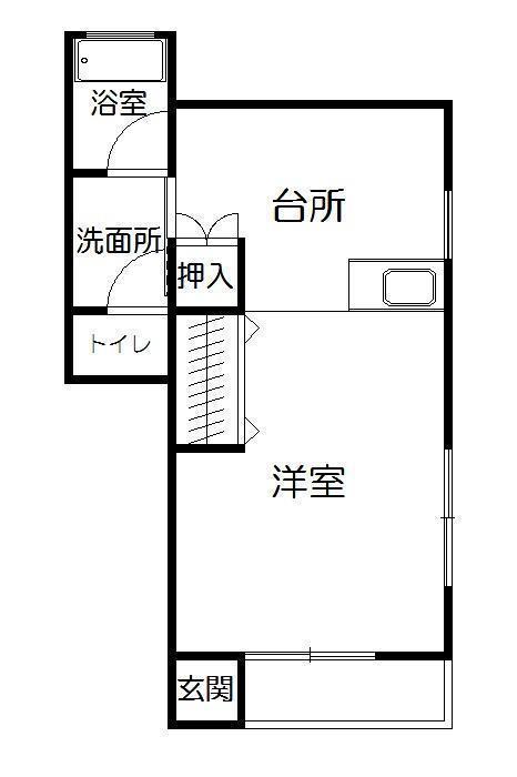ラパン郡元(ワンルーム/2階)の間取り写真