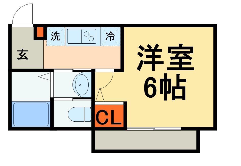 オーキッド津田沼(1K/2階)の間取り写真