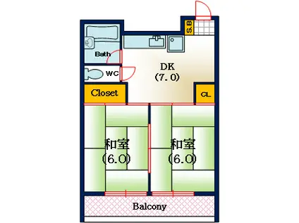 カーサベラ桜川(2DK/4階)の間取り写真