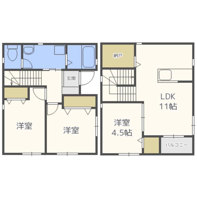 小田部5丁目戸建(3LDK/1階)の間取り写真
