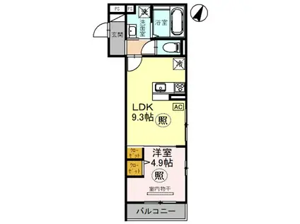 フルール花隈(1LDK/2階)の間取り写真