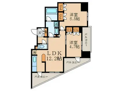 Dグラディア亀戸ブリエア(2LDK/2階)の間取り写真