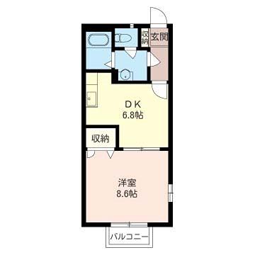 プレミール蘇我(1DK/1階)の間取り写真