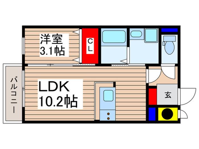 ラ・リヴェール(1LDK/1階)の間取り写真