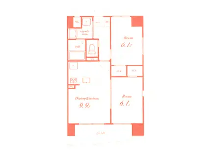 ＪＲ東海道本線 藤沢駅 徒歩8分 9階建 築17年(2LDK/6階)の間取り写真