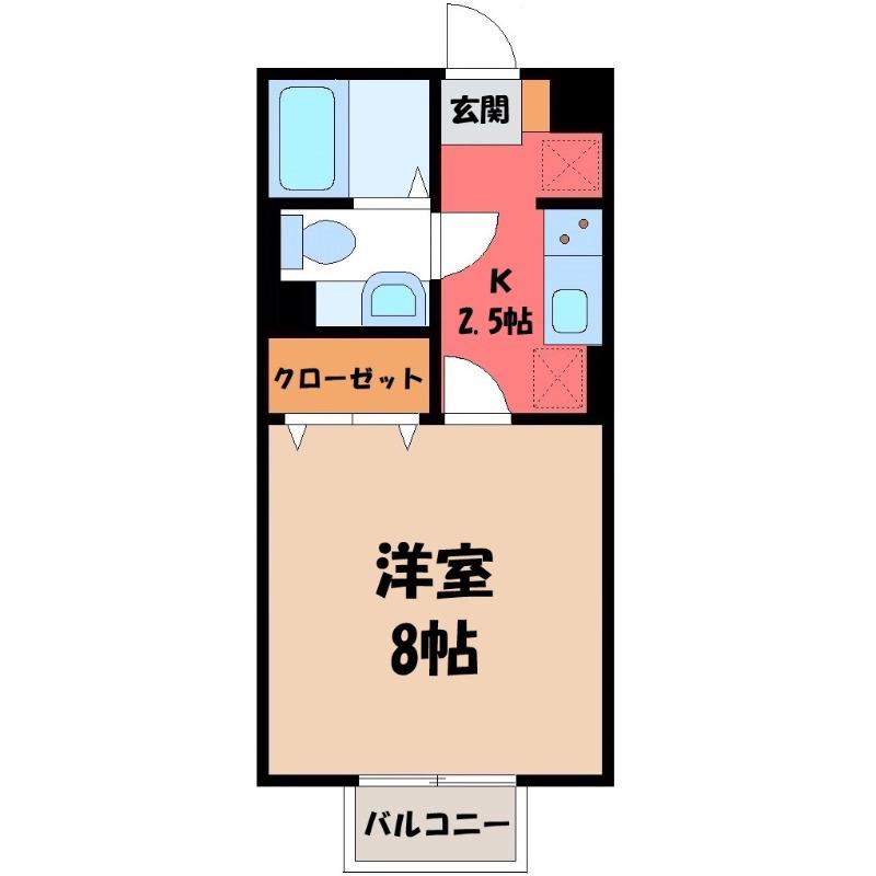 ローレルコートIII(1K/2階)の間取り写真
