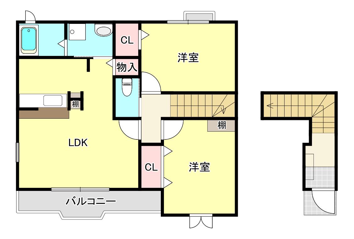 ルナ・パーク(2LDK/2階)の間取り写真