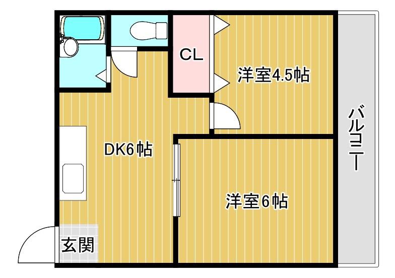 クリスタルハイツ(2DK/3階)の間取り写真