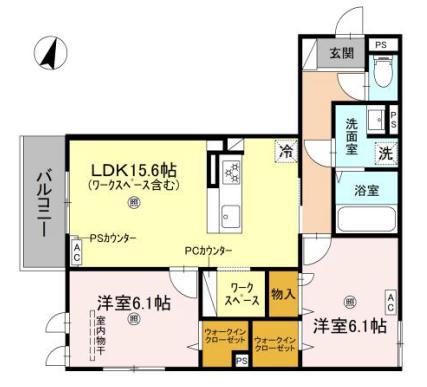 LA MAISON 高羽町(2LDK/1階)の間取り写真