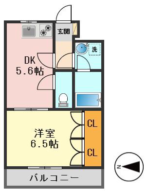 パールヒルズII(1DK/1階)の間取り写真