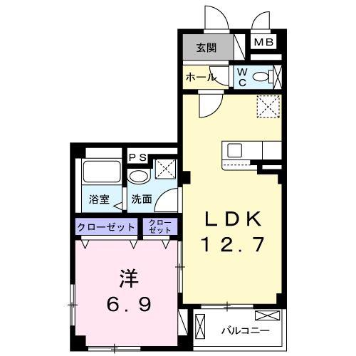 アルバス ファースト(1LDK/1階)の間取り写真