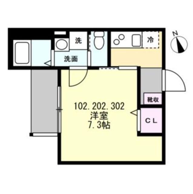 ベイルーム海老名ラフィネ(1K/2階)の間取り写真