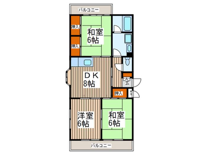 エクセレンス・アライ(3DK/2階)の間取り写真