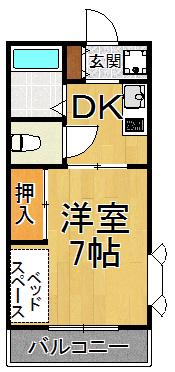 コートアゼリア(1DK/2階)の間取り写真