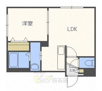 ワイズ白石(1LDK/2階)の間取り写真