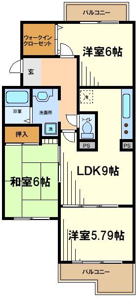 ファーストオーシャン国領(3LDK/1階)の間取り写真