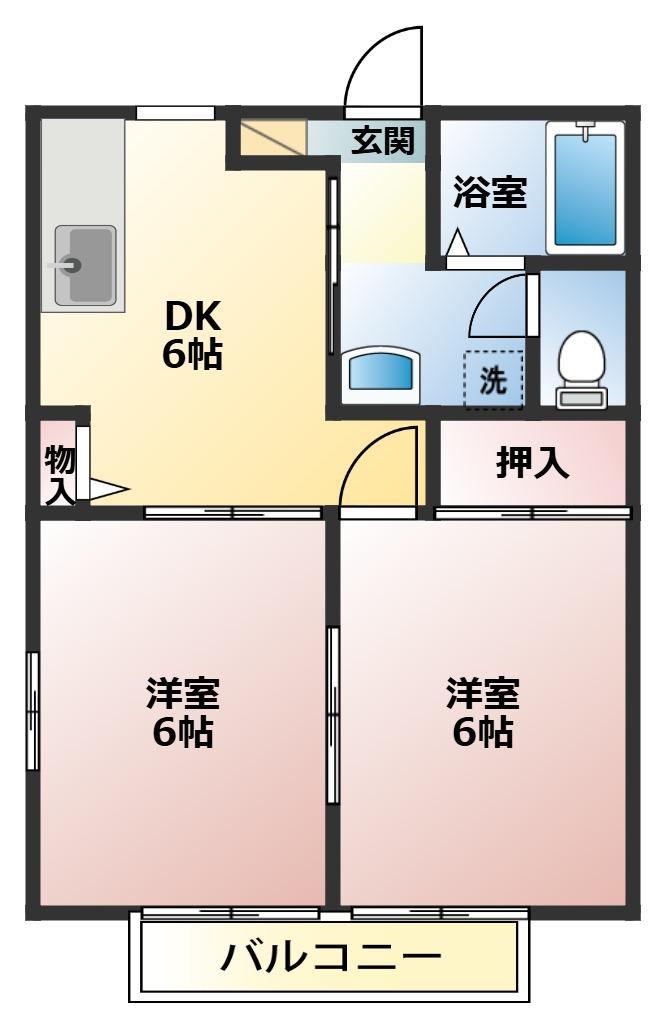コーポマスダB(2DK/2階)の間取り写真