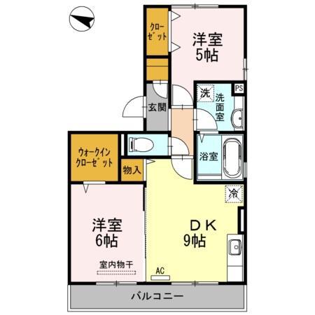 べルメゾン古賀島(2DK/2階)の間取り写真