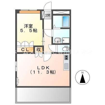 ハイツ ルミナスII(1LDK/1階)の間取り写真