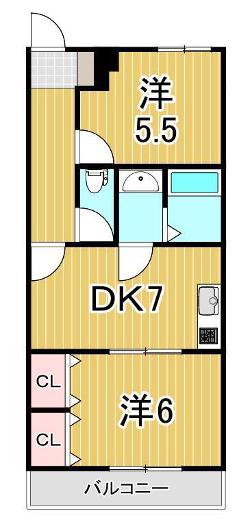 サンヴァレイプラザ(2DK/2階)の間取り写真