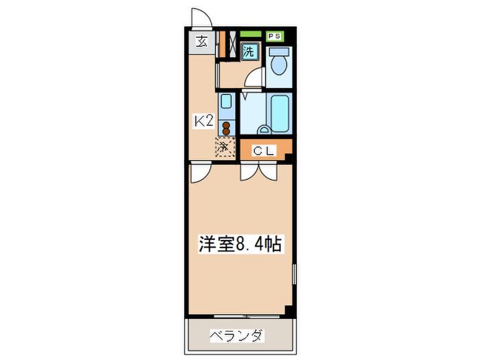 アンプルール フェール ライム(1K/2階)の間取り写真