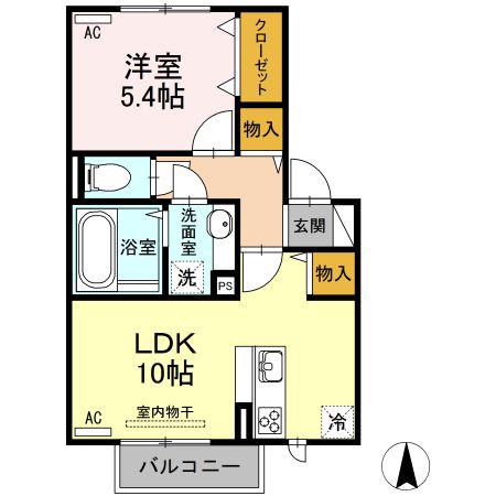 アルムの森(1LDK/2階)の間取り写真