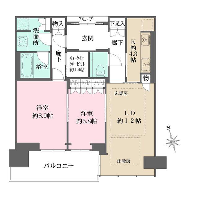 グラングリーン大阪 THE ノース RESIDENCE(2LDK/31階)の間取り写真