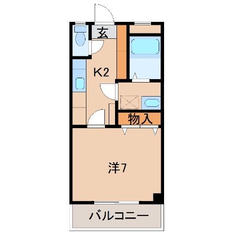 アベニュー屋形(1K/3階)の間取り写真