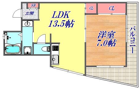 武富レジデンス1番館(1LDK/3階)の間取り写真
