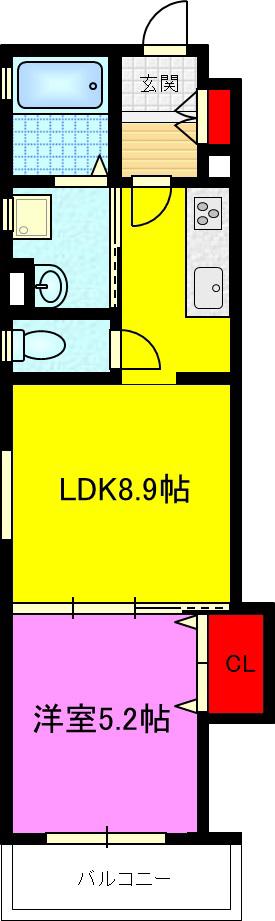 ラモーナ諸福(1LDK/3階)の間取り写真
