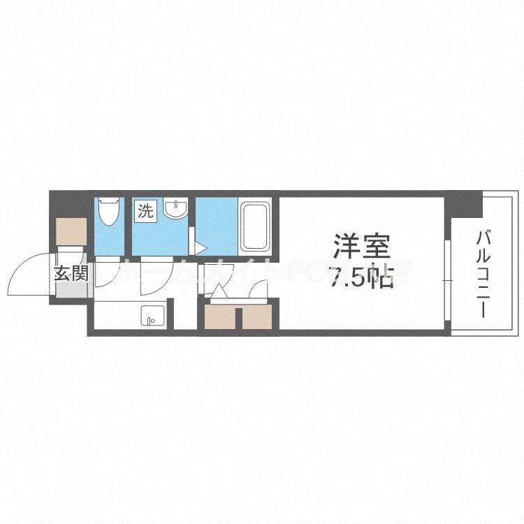 S-RESIDENCE福島GRANDE(1K/3階)の間取り写真