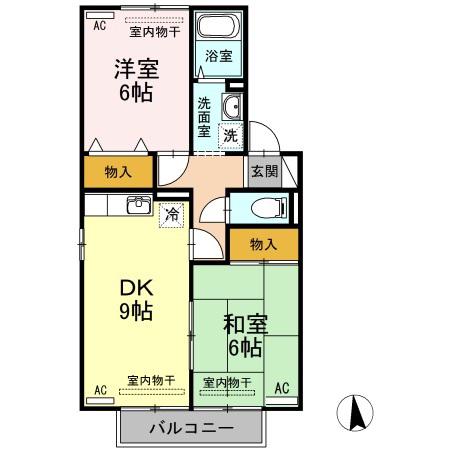 ドミール21(2DK/1階)の間取り写真