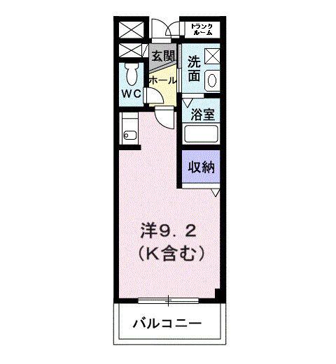 ツインスタ-B(ワンルーム/2階)の間取り写真