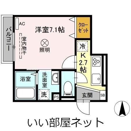 ブランノワール(1K/2階)の間取り写真