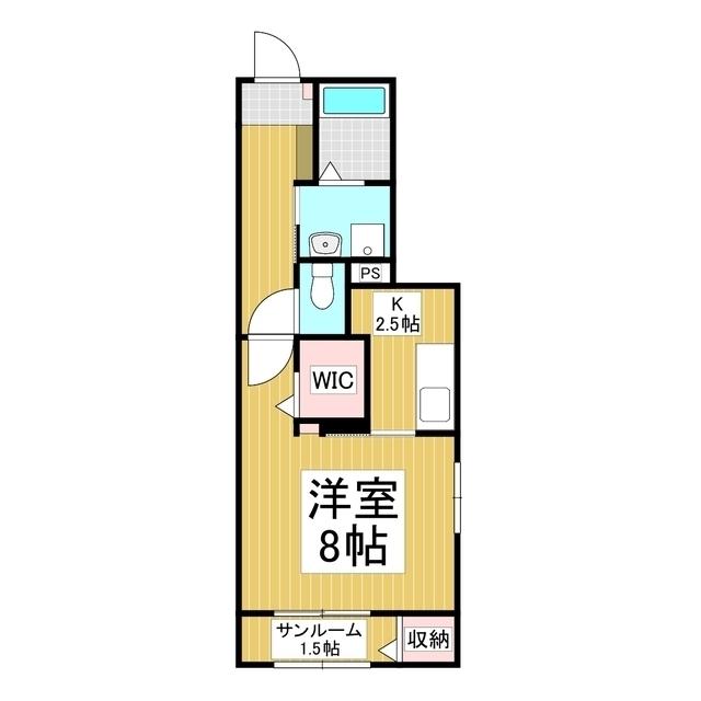 コーポ林II(1K/1階)の間取り写真