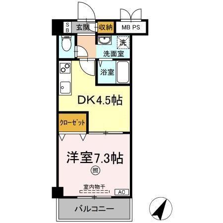 エスペランサI(1DK/4階)の間取り写真