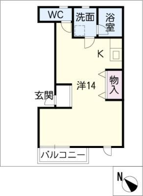 GISELE(ワンルーム/2階)の間取り写真