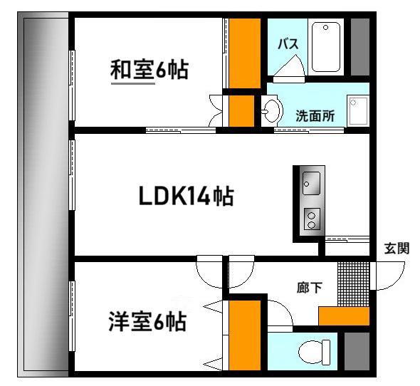 RUMAHニシモト鹿籠(2LDK/1階)の間取り写真