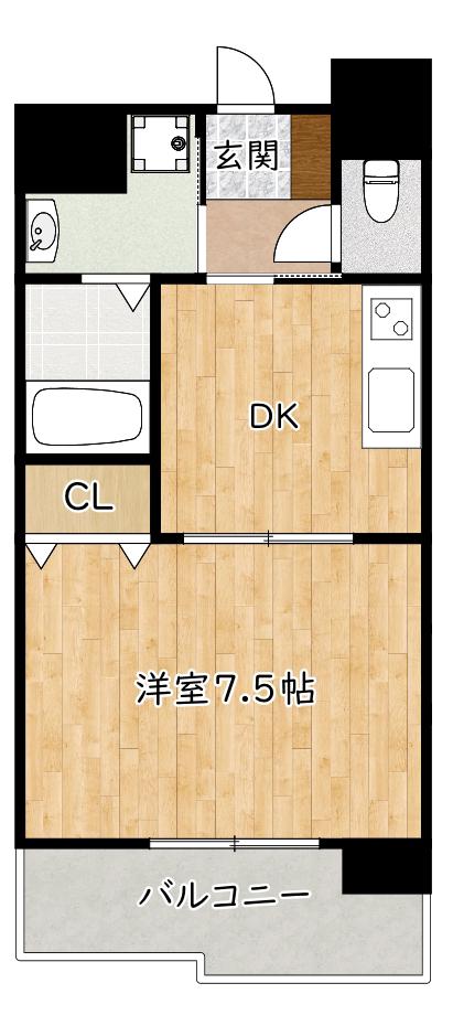 レクシア庄内西町(1DK/5階)の間取り写真