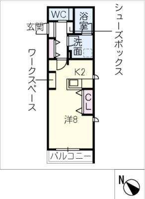 FLORISH(ワンルーム/2階)の間取り写真
