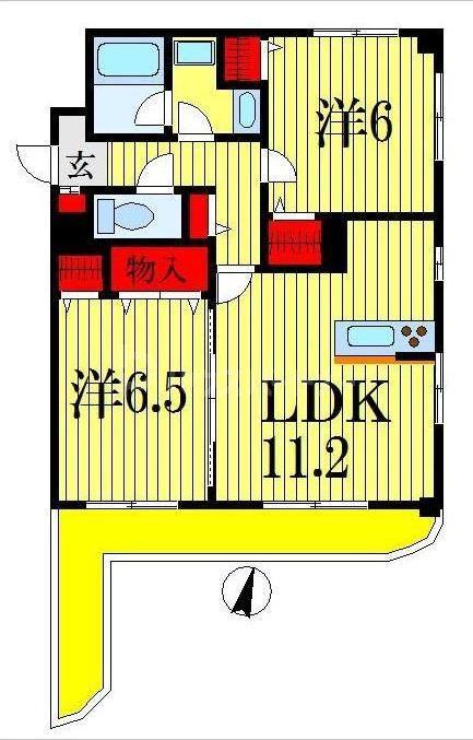 コンフォール上山(2LDK/1階)の間取り写真