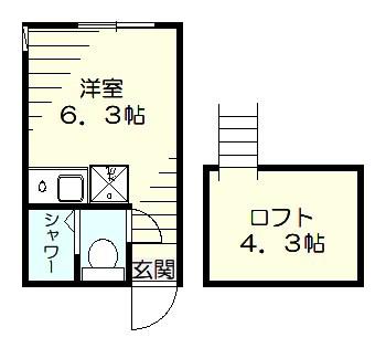 根岸ルフトハンザ(ワンルーム/2階)の間取り写真