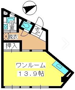 野上ビル(ワンルーム/3階)の間取り写真
