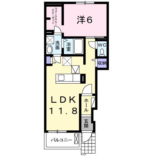 フェリス・ガート(1LDK/1階)の間取り写真